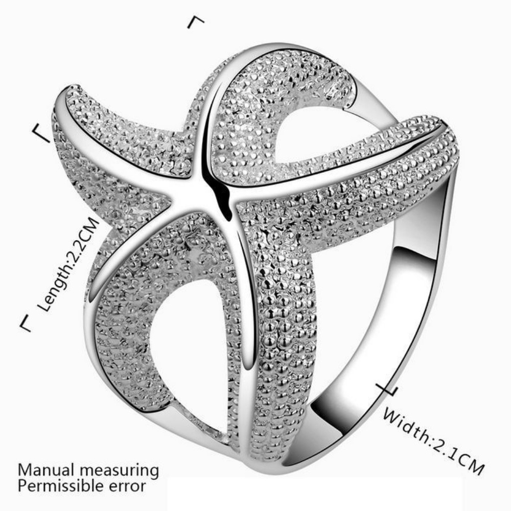 925 Silver Luxury Starfish Beautiful Ring - Picture 2 of 7